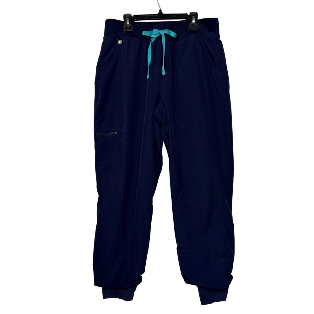 FIGS Zamora Jogger Scrub Pants Women Size MP Navy Blue Teal Drawstring